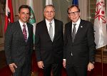 v.l.: Ministertreffen in der Aula der Alten Universität: Bürgermeister Siegfried Nagl, Bundesminister Alois Stöger und Landesrat Christian Buchmann.